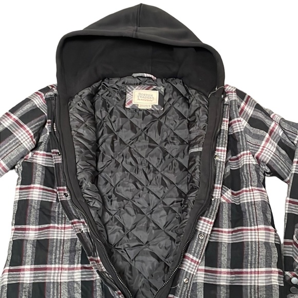 Boston Traders  - Quilted Lining Flannel Hoodie Shirt Jacket - Picture 3 of 5